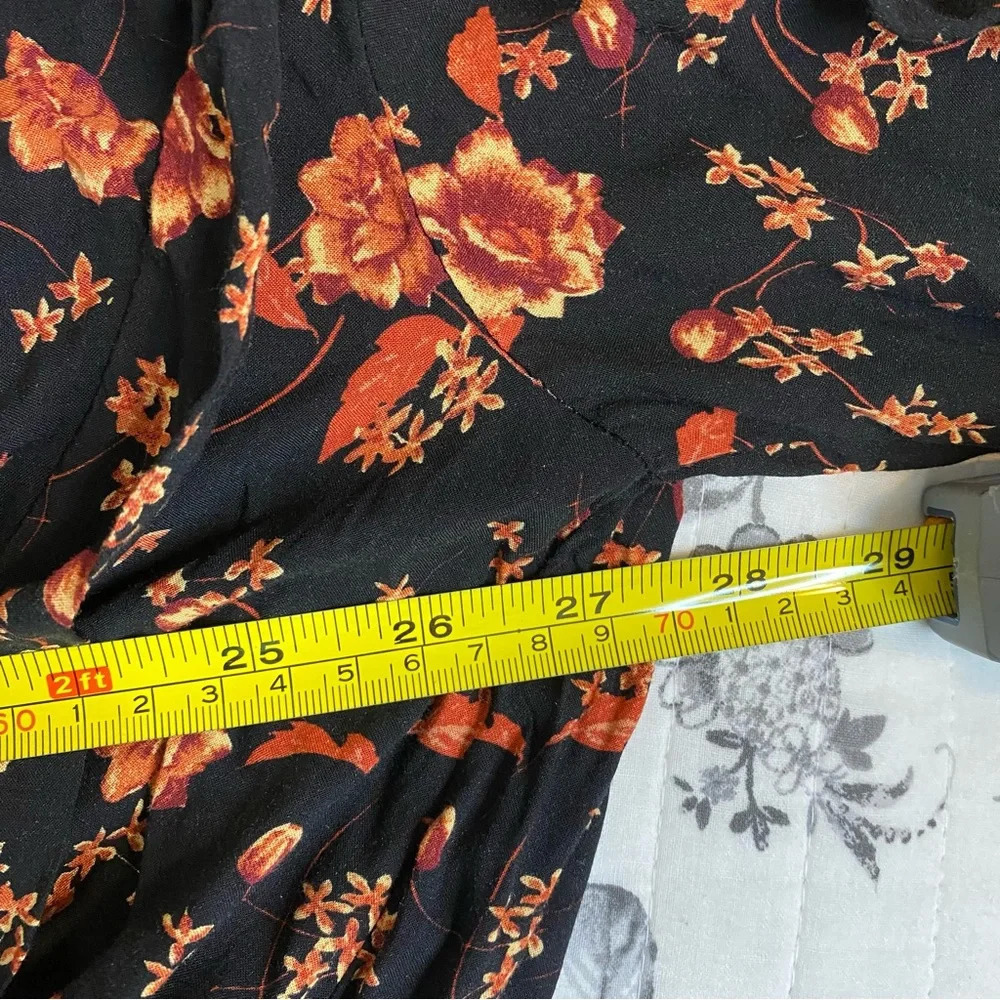 Free People | Flower Fields Black & Orange Floral Print Long Sleeve Mini Dress M - Picture 11 of 16
